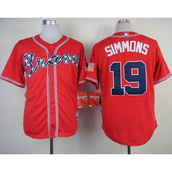 Braves #19 Andrelton Simmons Red Cool Base Stitched MLB Jersey