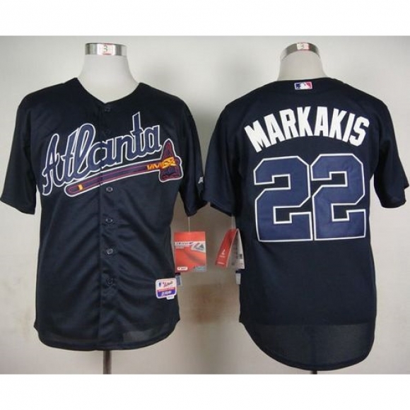 Braves #22 Nick Markakis Blue Cool Base Stitched MLB Jersey