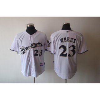 Brewers #23 Rickie Weeks Stitched White MLB Jersey