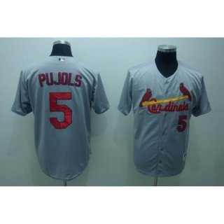 Cardinals #5 Albert Pujols Stitched Grey MLB Jersey