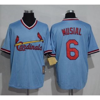 Cardinals #6 Stan Musial Blue Cooperstown Throwback Stitched MLB Jersey