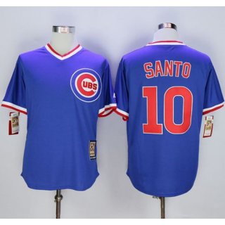 Cubs #10 Ron Santo Blue Cooperstown Stitched MLB Jersey