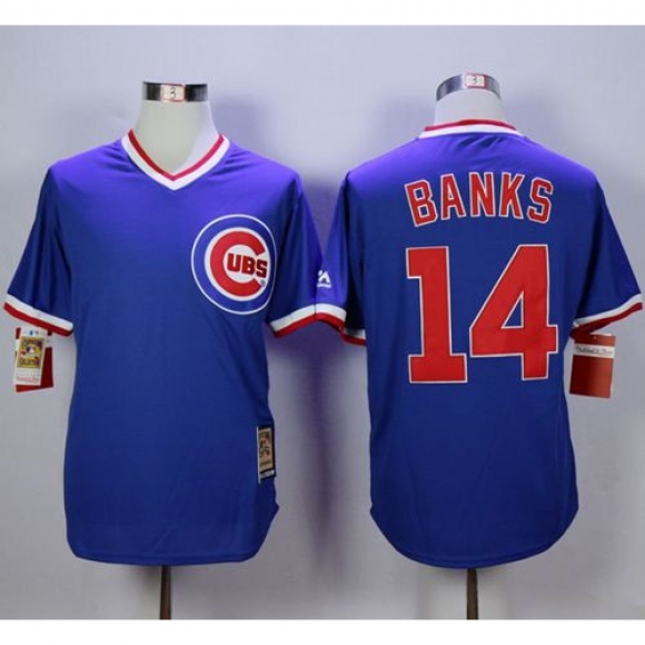 Cubs #14 Ernie Banks Blue Cooperstown Stitched MLB Jersey