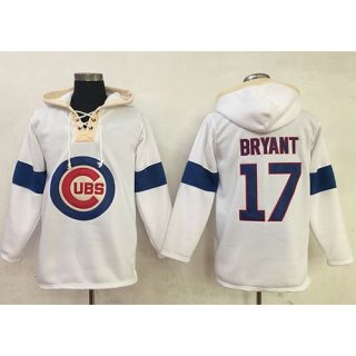 Cubs #17 Kris Bryant White Pullover MLB Hoodie