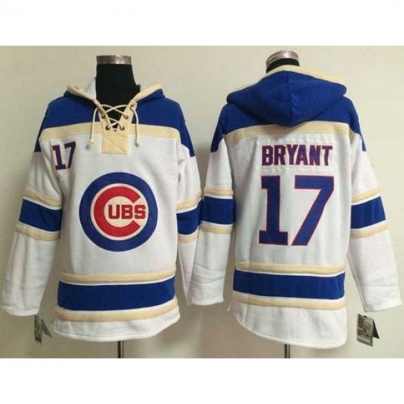 Cubs #17 Kris Bryant White Sawyer Hooded Sweatshirt MLB Hoodie