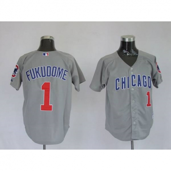 Cubs #1 Kosuke Fukudome Stitched Grey MLB Jersey