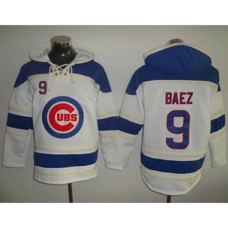 Cubs #9 Javier Baez White Sawyer Hooded Sweatshirt MLB Hoodie