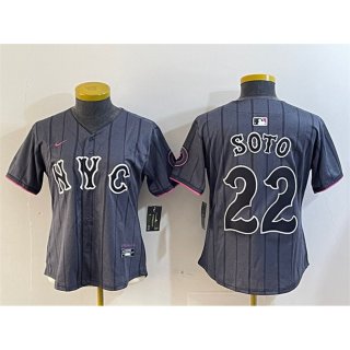 Women's New York Mets #22 Juan Soto Graphite 2024 City Connect Limited Stitched Baseball Jersey(Run Small)