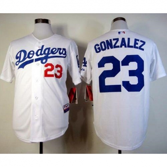 Dodgers #23 Adrian Gonzalez White Cool Base Stitched MLB Jersey