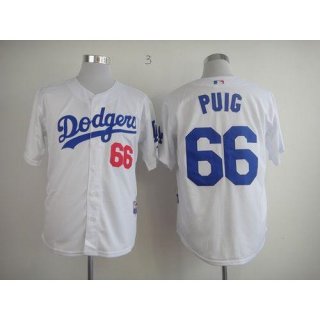 Dodgers #66 Yasiel Puig White Cool Base Stitched MLB Jersey