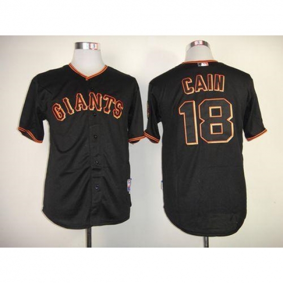 Giants #18 Matt Cain Black Stitched MLB Jersey