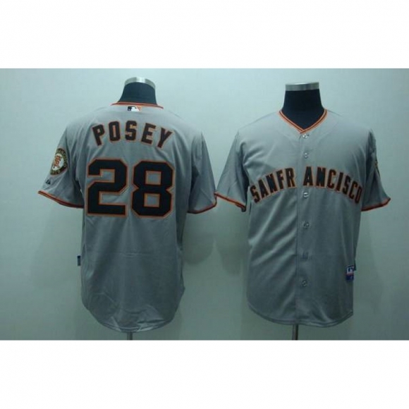 Giants #28 Buster Posey Stitched Grey MLB Jersey