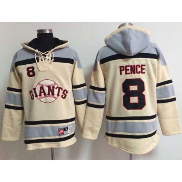 Giants #8 Hunter Pence Cream Sawyer Hooded Sweatshirt MLB Hoodie