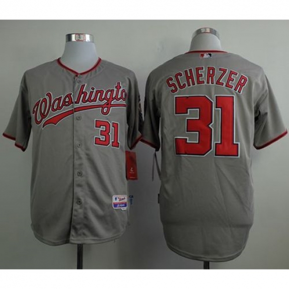 Nationals #31 Max Scherzer Grey Cool Base Stitched MLB Jersey