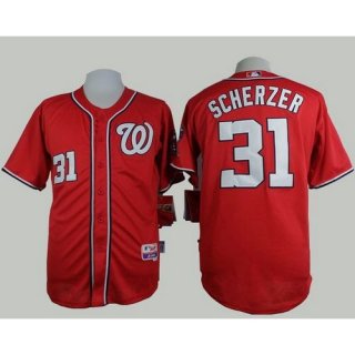 Nationals #31 Max Scherzer Red Cool Base Stitched MLB Jersey