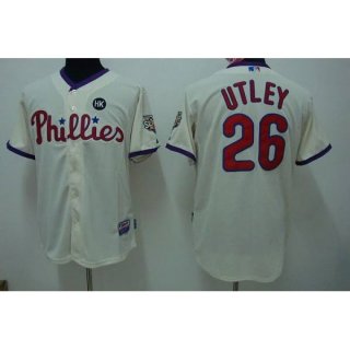 Phillies #26 Chase Utley Stitched Cream MLB Jersey