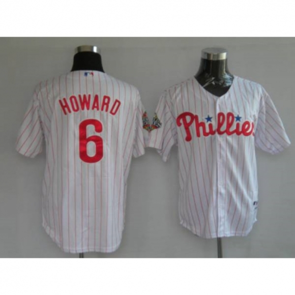 Phillies #6 Ryan Howard Stitched White Red Strip MLB Jersey