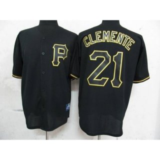 Pirates #21 Roberto Clemente Black Fashion Stitched MLB Jersey