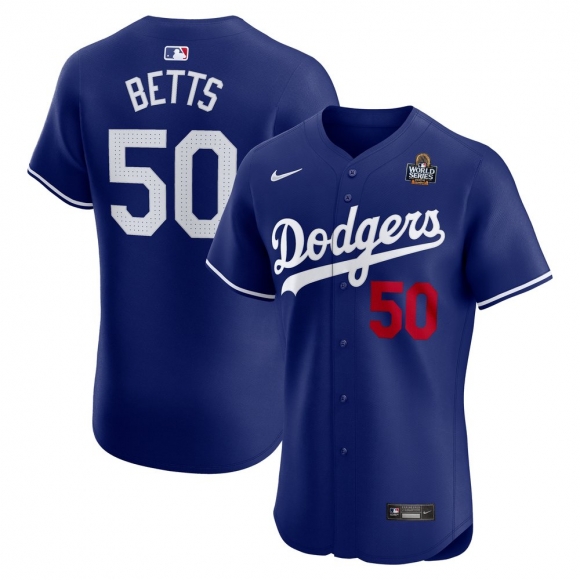 Men's Los Angeles Dodgers Mookie Betts Nike Royal 2024 World Series Alternate Elite Player Jersey