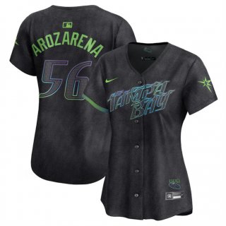 Women's Tampa Bay Rays #56 Randy Arozarena Charcoal 2024 City Connect Limited Stitched Baseball Jersey(Run Small)