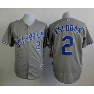 Royals #2 Alcides Escobar Grey Cool Base Stitched MLB Jersey