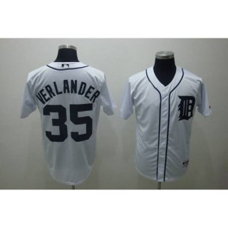 Tigers #35 Justin Verlander Stitched White MLB Jersey