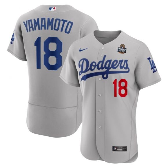 Men's Los Angeles Dodgers Yoshinobu Yamamoto Nike Gray 2024 World Series Alternate Authentic Player Jersey