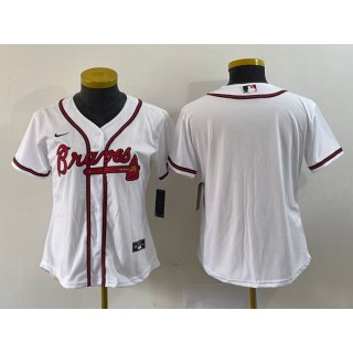 Women's Atlanta Braves White Stitched Jersey(Run Small)