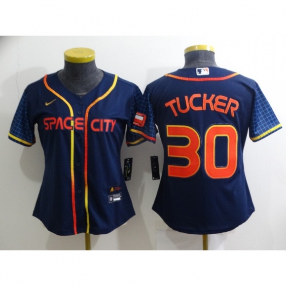 Women's Houston Astros #30 Kyle Tucker 2022 Navy City Connect Stitched Jersey(Run Small)