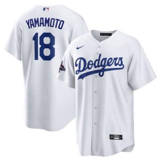 Men's Los Angeles Dodgers Yoshinobu Yamamoto Nike White 2024 World Series Champions Home Replica Player Jersey