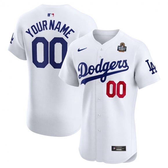 Men's Los Angeles Dodgers Nike White 2024 World Series Home Custom Elite Jersey