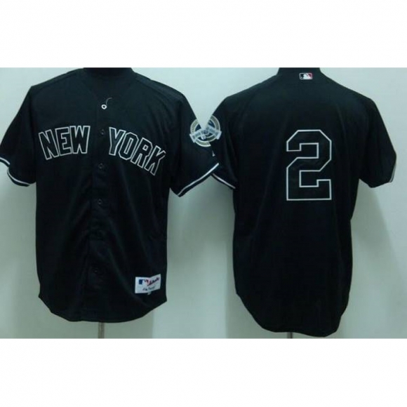 Yankees #2 Derek Jeter Stitched Black MLB Jersey