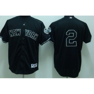 Yankees #2 Derek Jeter Stitched Black Youth MLB Jersey