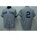 Yankees #2 Derek Jeter Stitched Grey MLB Jersey