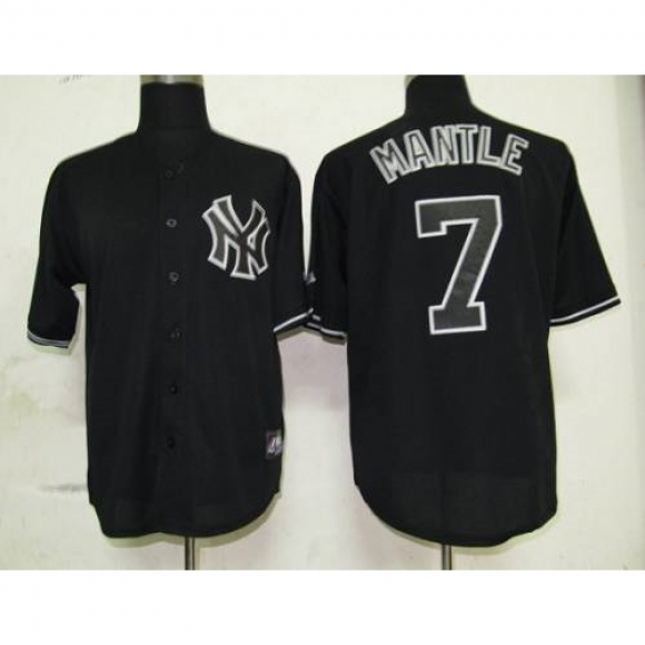 Yankees #7 Mickey Mantle Black Fashion Stitched MLB Jersey