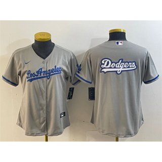 Youth Los Angeles Dodgers Grey Team Big Logo Stitched Jersey