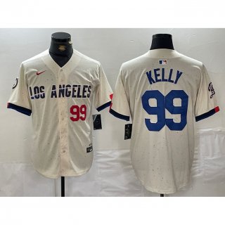 Men's Los Angeles Dodgers #99 Joe Kelly Cream Stitched Baseball Jersey