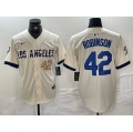 Men's Los Angeles Dodgers #42 Jackie Robinson Cream Stitched Baseball Jersey