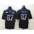 Men's Kansas City Chiefs #87 Travis Kelce Black Crucial Catch Limited Stitched Jersey