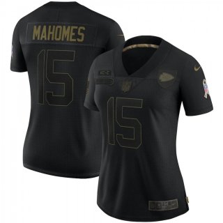 Women's Kansas City Chiefs #15 Patrick Mahomes Black Salute To Service Limited Stitched Jersey(Run Small)