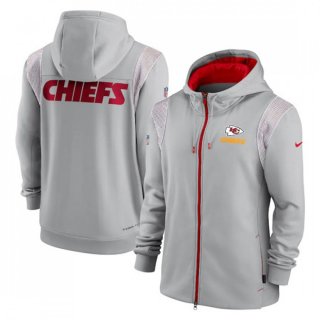 Men's Kansas City Chiefs Grey Performance Sideline Lockup Full-Zip Hoodie