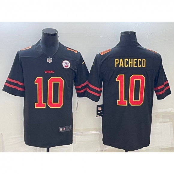 Men's Kansas City Chiefs #10 Isiah Pacheco Black Red Gold Vapor Untouchable Limited Stitched Jersey