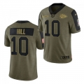 Men's Kansas City Chiefs #10 Tyreek Hill 2021 Olive Salute To Service Limited Stitched Jersey