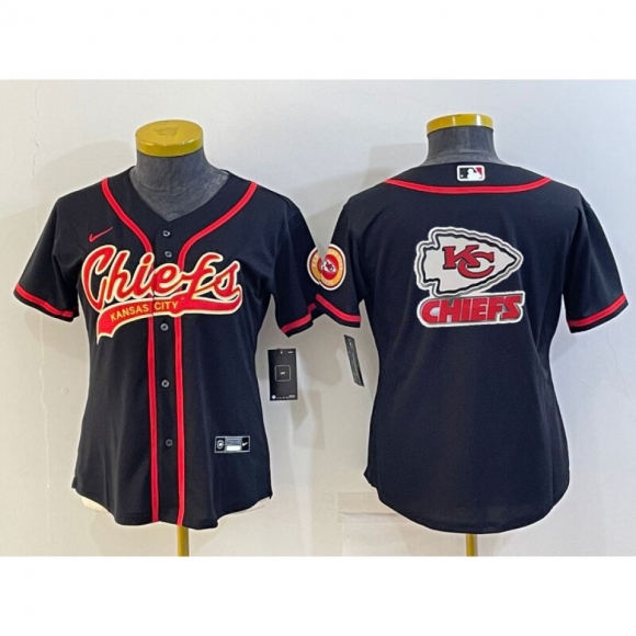 Youth Kansas City Chiefs Black Team Big Logo With Patch Cool Base Stitched Baseball Jersey