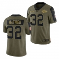 Men's Kansas City Chiefs #32 Tyrann Mathieu 2021 Olive Salute To Service Limited Stitched Jersey