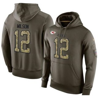 NFL Men's Nike Kansas City Chiefs #12 Albert Wilson Stitched Green Olive Salute To Service KO Performance Hoodie