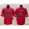 Men's Kansas City Chiefs #87 Travis Kelce Red Gold 4-star C Patch Vapor Untouchable Limited Stitched Jersey