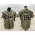 Men's Kansas City Chiefs #15 Patrick Mahomes 2022 Olive Salute to Service Cool Base Stitched Baseball Jersey