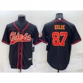 Men's Kansas City Chiefs #87 Travis Kelce Black Cool Base Stitched Baseball Jersey