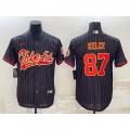 Men's Kansas City Chiefs #87 Travis Kelce Black With Patch Cool Base Stitched Baseball Jersey